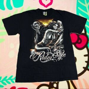 Vintage Rider Style Black T-Shirt